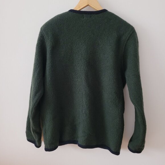 Vintage Eric Alexandre Forest Green 100% Wool Cardigan-Large - Picture 5 of 6